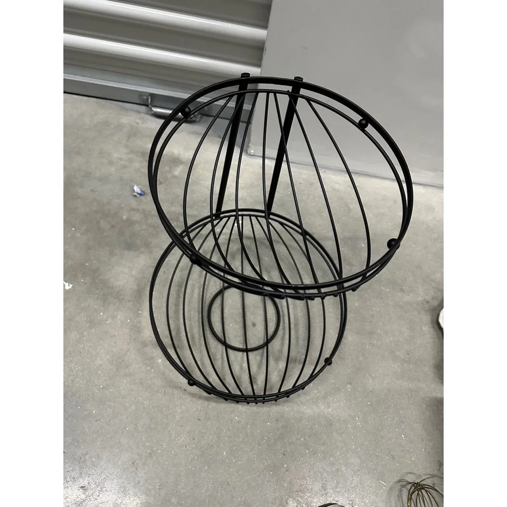 Goth 2 Tier Black Wire Fruit Basket Minimalist Kitchen Countertop Organizer